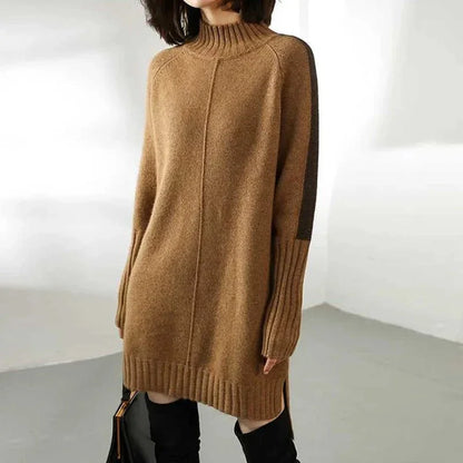Warm Turtleneck Sweater Dress for Women with Long Sleeve Relaxed Fit Ribbed Knit Easy Style