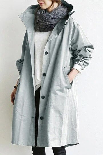 Women's Oversized Hooded Button Trench Coat