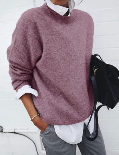 Comfortable Knit Sweater for Women with Mock Neck Long Sleeve Oversized Relaxed Style