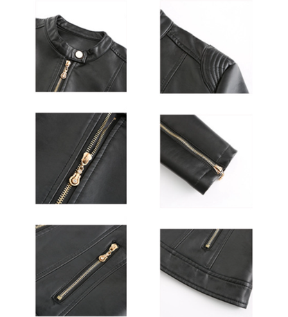 Women's Faux Leather Zip Biker Jacket