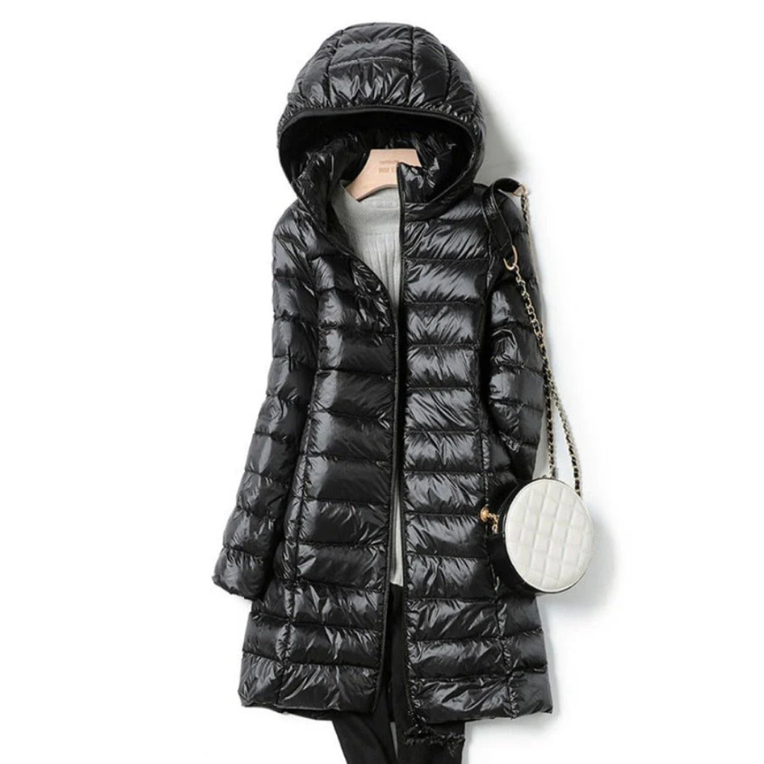 Women Hooded Quilted Puffer Jacket with Zip Front