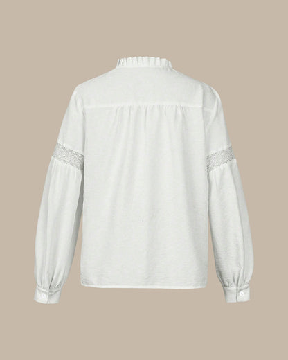 Women Long Sleeve Lace Detail Blouse