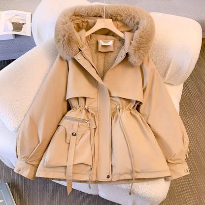 Women's Faux Fur Hood Drawstring Parka