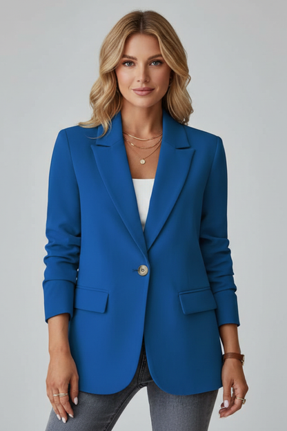 Effortless Red Blazer for Women with Notched Lapel Single Button Tailored Tailored Workwear Style