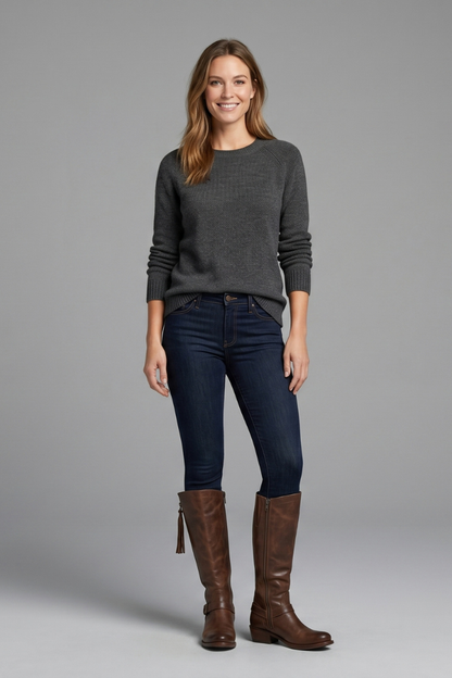 Modern Brown Knee High Boots for Women with Fringe Zip Closure Stacked Heel Tall Western Fall Style