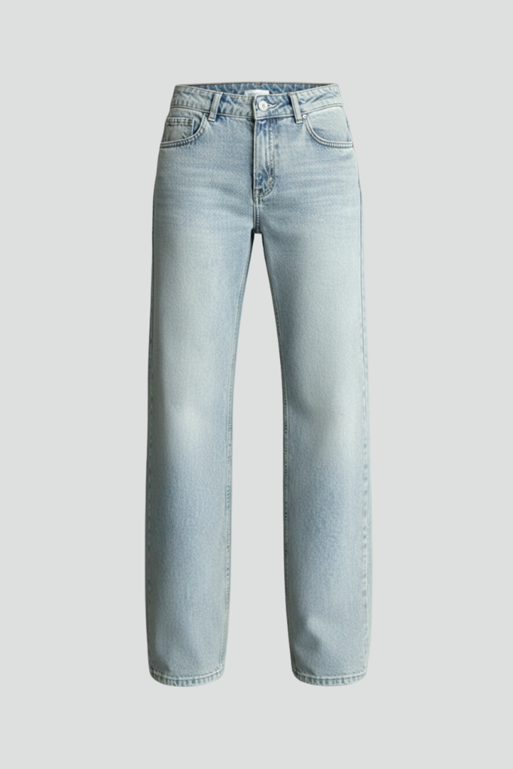 Effortless Light Blue Wide Leg Jeans for Women with High Waist Relaxed Straight Leg Casual Style