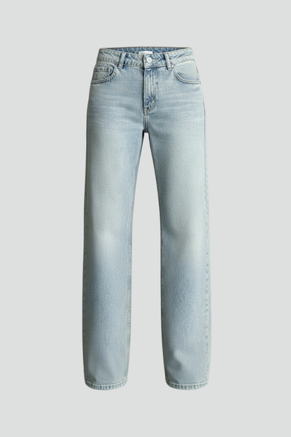 Effortless Light Blue Wide Leg Jeans for Women with High Waist Relaxed Straight Leg Casual Style