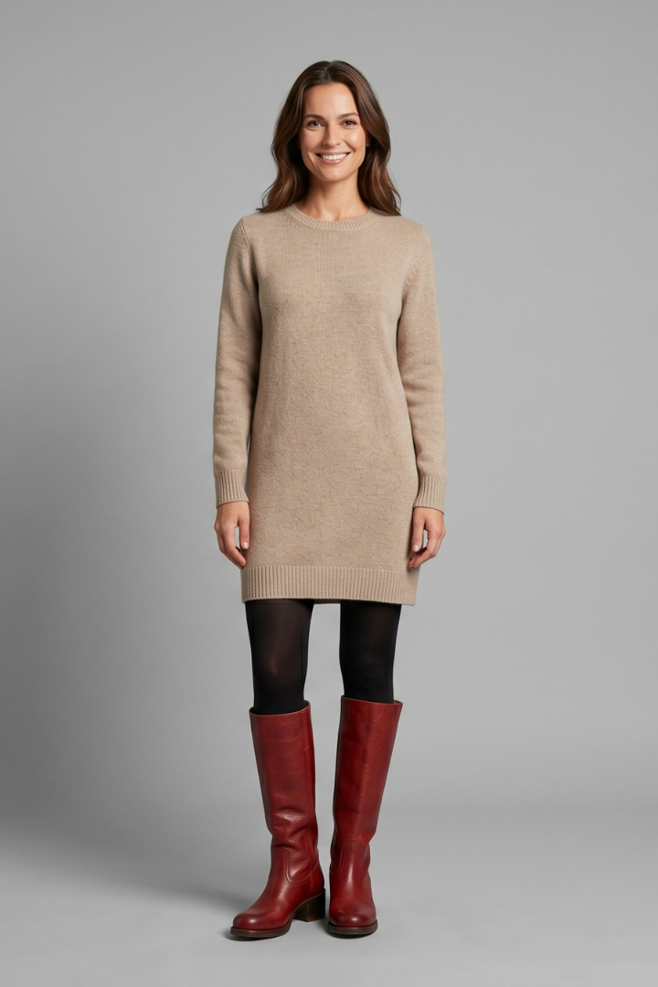 Statement Red Knee High Boots for Women with Almond Toe Stacked Heel Leather Tall Fall Style