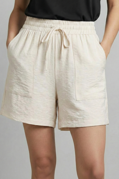 Effortless Black Bermuda Shorts for Women with Elastic Waist Drawstring Relaxed Casual Style