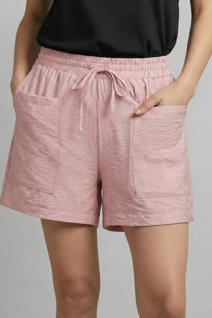Effortless Black Bermuda Shorts for Women with Elastic Waist Drawstring Relaxed Casual Style