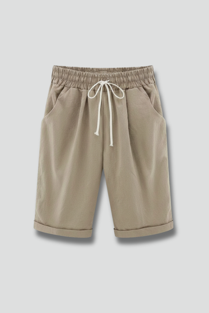 Effortless Bermuda Shorts for Women with Elastic Waist Drawstring Cuffed Relaxed Casual Style