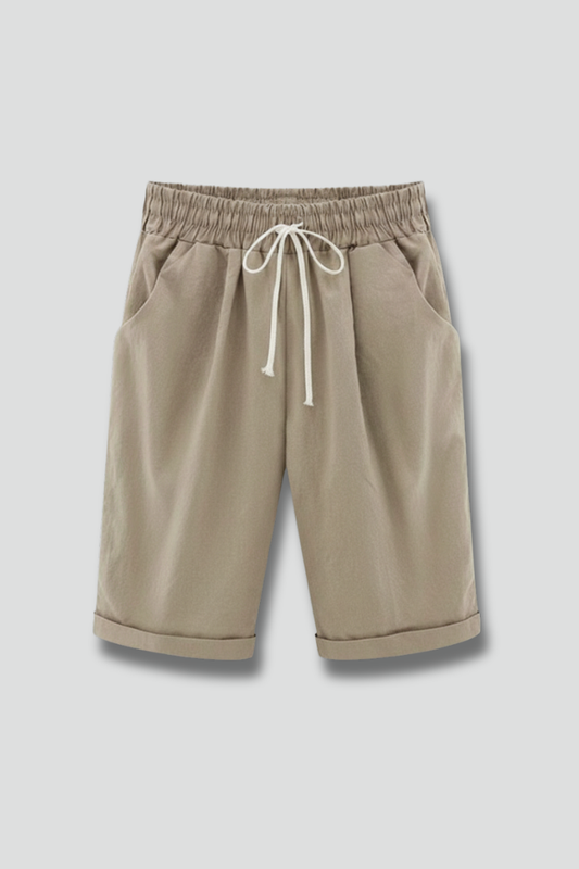 Effortless Bermuda Shorts for Women with Elastic Waist Drawstring Cuffed Relaxed Casual Style