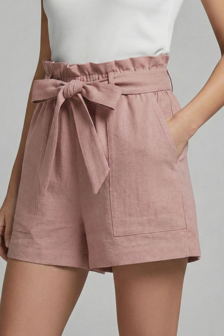 Effortless Paperbag Waist Shorts for Women with Tie Belt Relaxed Pocket Casual Style