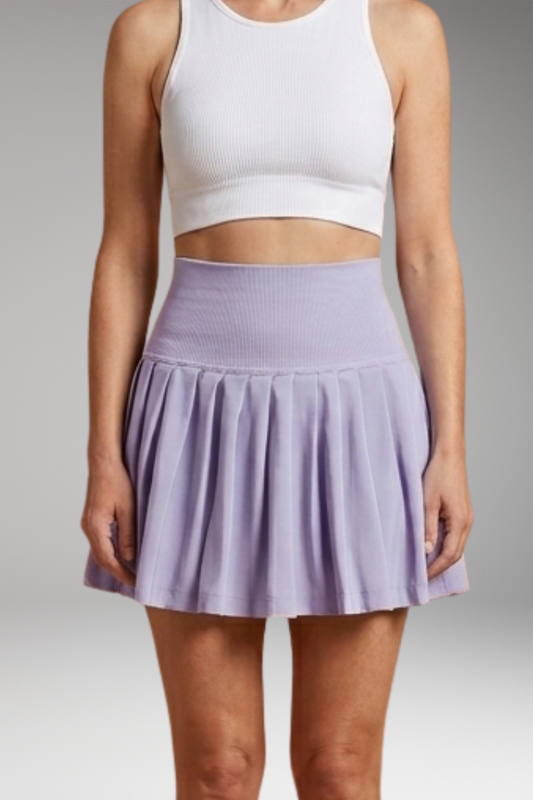 Effortless Light Purple Skirt for Women with High Waist Pleated Flared Skater Style