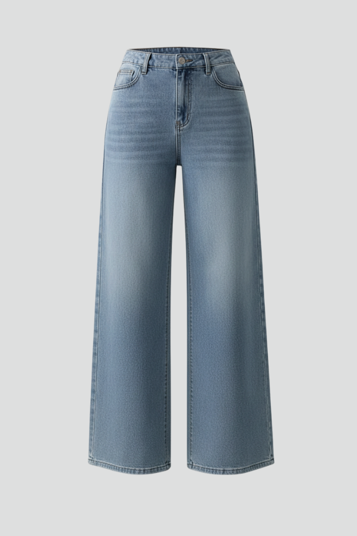 Effortless Wide Leg Jeans for Women with High Waist Faded Relaxed Casual Style