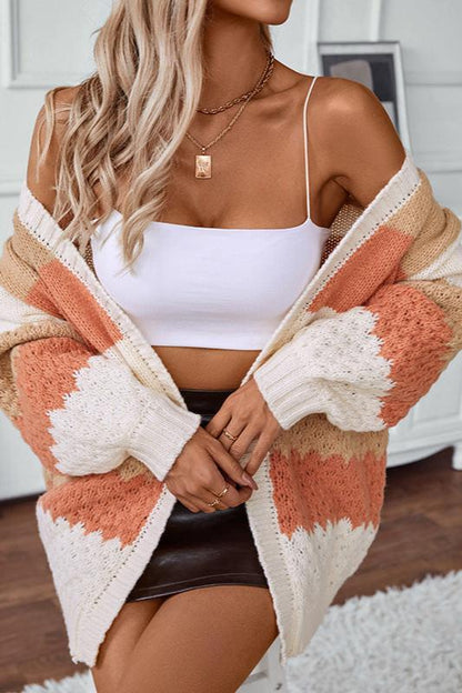 Women's Patterned Open Front Cardigan