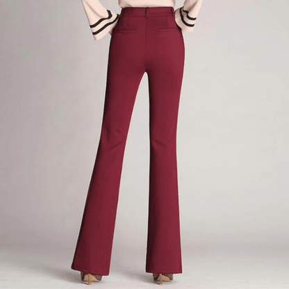 Elegant Black Flared Pants for Women with High Waist Zip Front Tailored Office Style