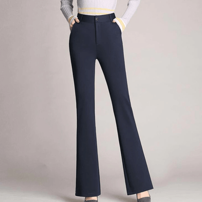 Elegant Black Flared Pants for Women with High Waist Zip Front Tailored Office Style