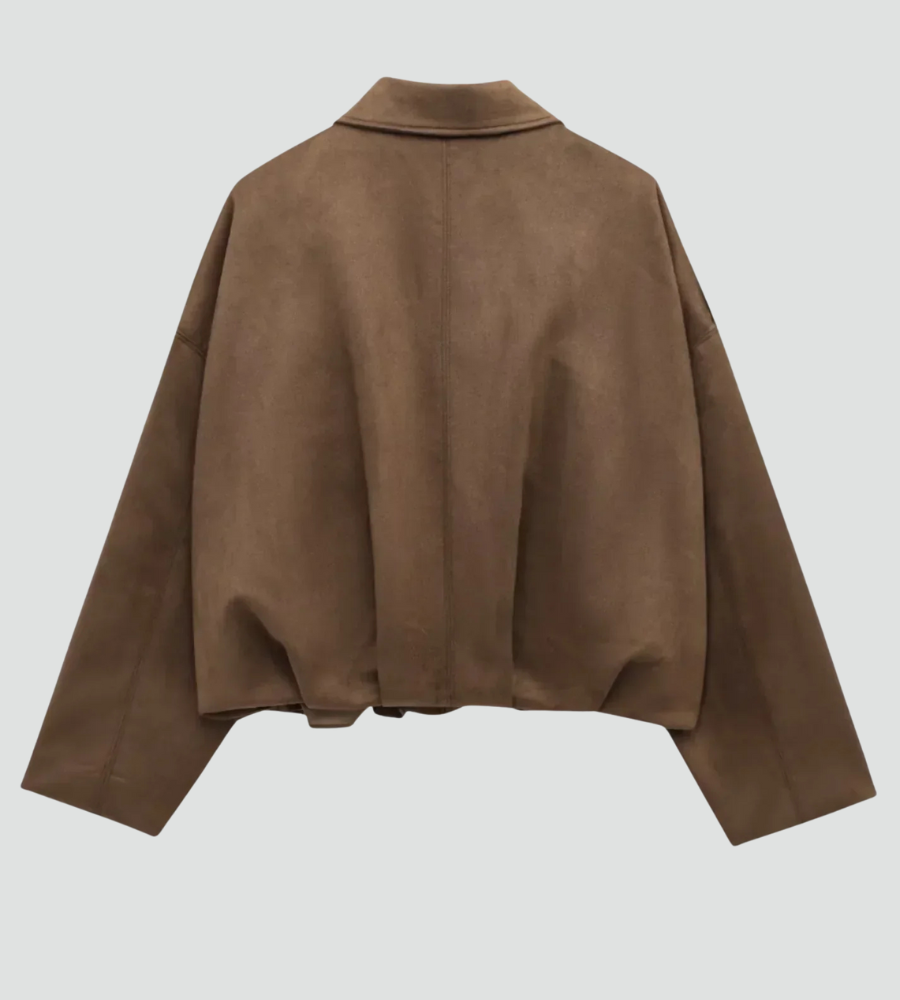 Women's Oversized Suede Zip Bomber Jacket