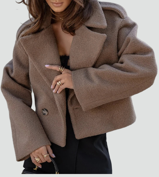 Women's Short Double Breasted Wool Coat