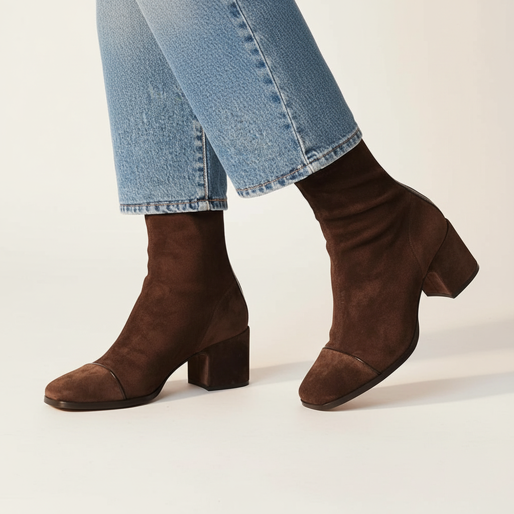 Women's Suede Square Toe Ankle Boots