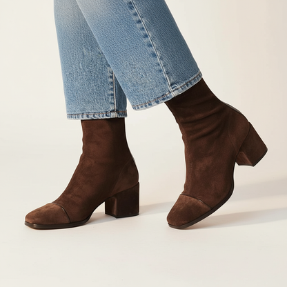 Women's Suede Square Toe Ankle Boots