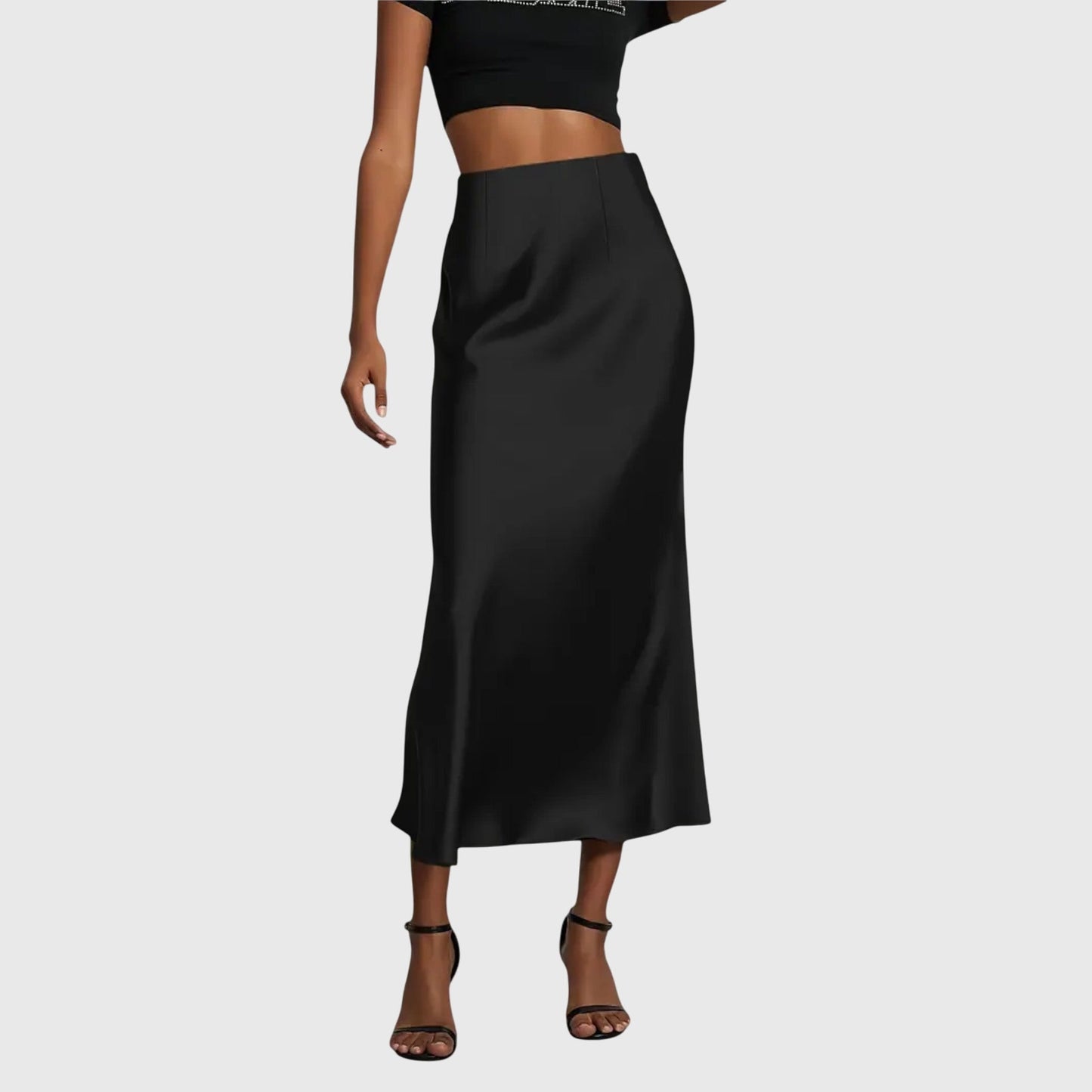 Effortless Satin Maxi Skirt for Women with High Waist Bias Cut Flowing Silky Style