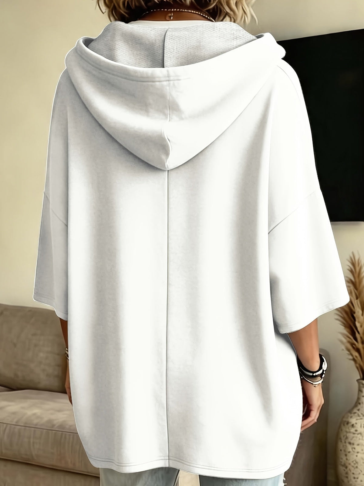 Easy Fleece Oversized Hoodie for Women with Drawstring Hood Batwing Sleeve Kangaroo Pocket Easy Style
