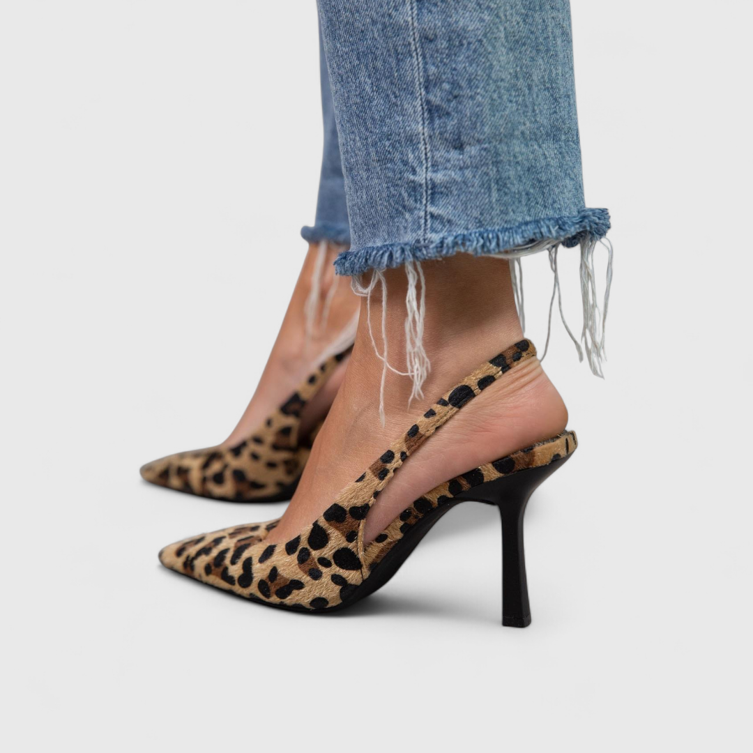 Elegant Leopard Print Slingback Pumps for Women with Pointed Toe Stiletto Heel Cocktail Style