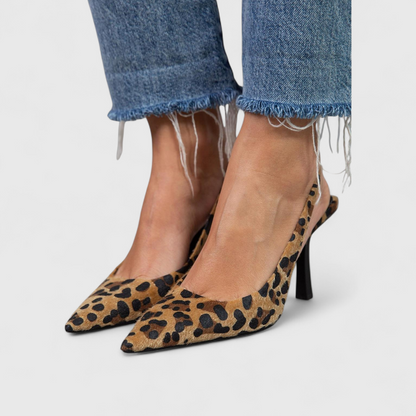Elegant Leopard Print Slingback Pumps for Women with Pointed Toe Stiletto Heel Cocktail Style