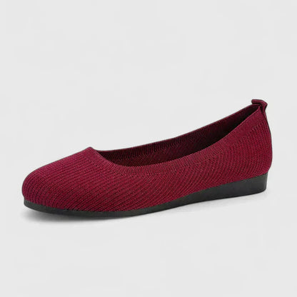 Comfortable Knit Ballet Flat for Women with Round Toe Slip On Low Wedge Casual Style