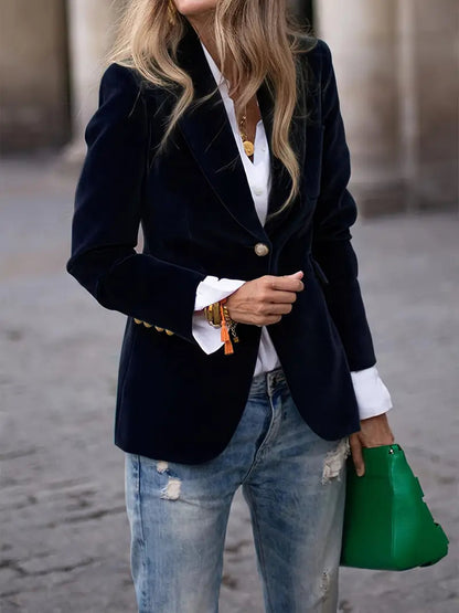 Women's Velvet Peak Lapel Blazer