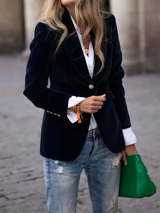Women's Velvet Peak Lapel Blazer