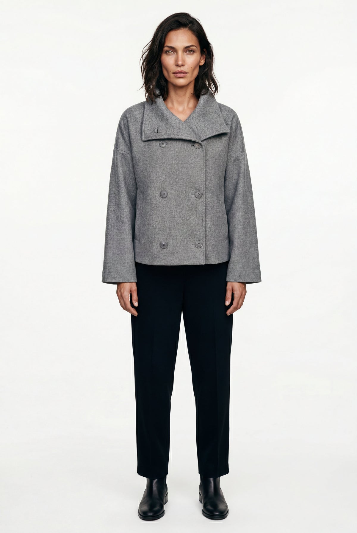 Women's Double Breasted Funnel Collar Pea Coat