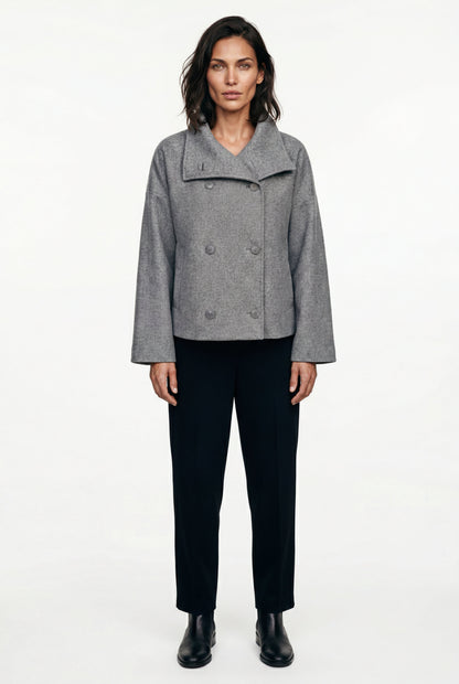 Women's Double Breasted Funnel Collar Pea Coat