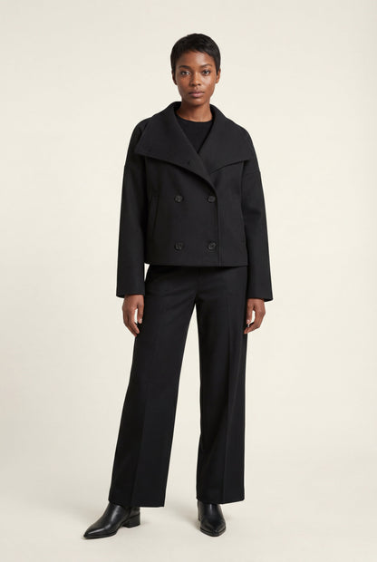 Women's Double Breasted Funnel Collar Pea Coat