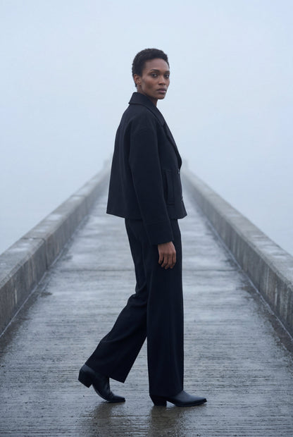 Women's Double Breasted Funnel Collar Pea Coat