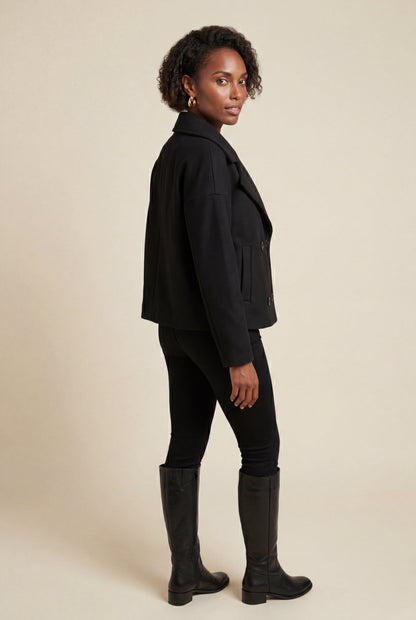 Women's Double Breasted Funnel Collar Pea Coat