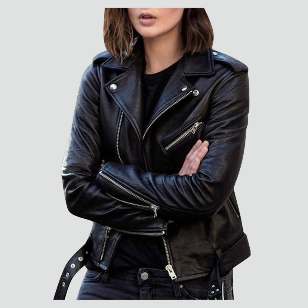 Women's Distressed Faux Leather Moto Jacket