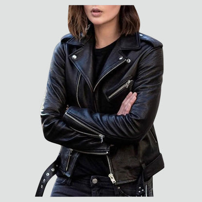 Women's Distressed Faux Leather Moto Jacket