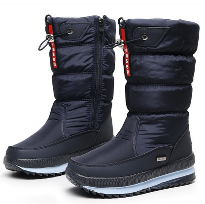 Cozy Quilted Rainproof Boots for Women with Waterproof Zipper Drawstring Platform Style