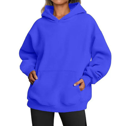 Comfortable Oversized Sweater for Women with Hood Long Sleeve Kangaroo Pocket Relaxed Style