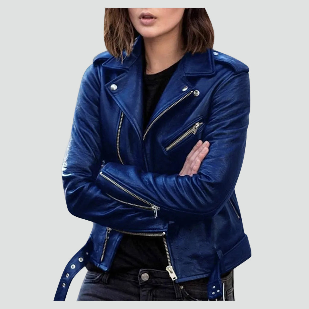 Women's Distressed Faux Leather Moto Jacket