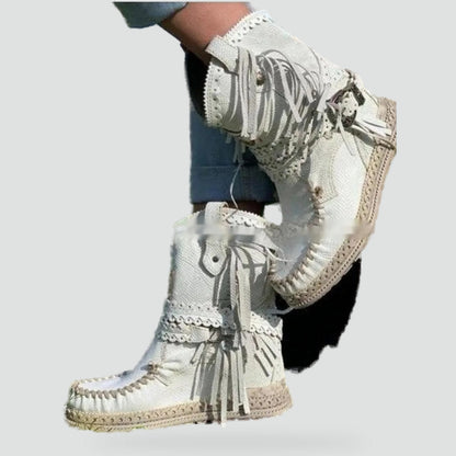Women's Fringe Wedge Moccasin Ankle Boots
