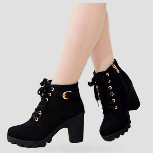 Women's Lace Up Chunky Heel Ankle Boots