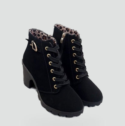 Women's Lace Up Chunky Heel Ankle Boots