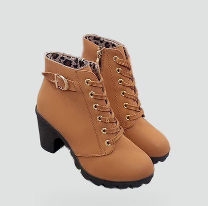 Women's Lace Up Chunky Heel Ankle Boots