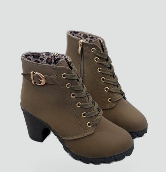 Women's Lace Up Chunky Heel Ankle Boots