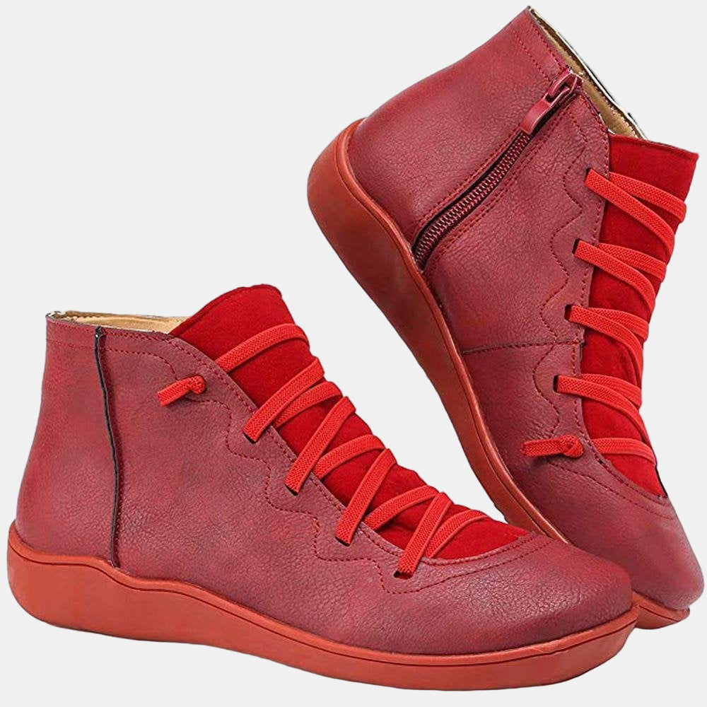 Women's Lace Up Side Zip Ankle Boots