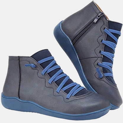 Women's Lace Up Side Zip Ankle Boots